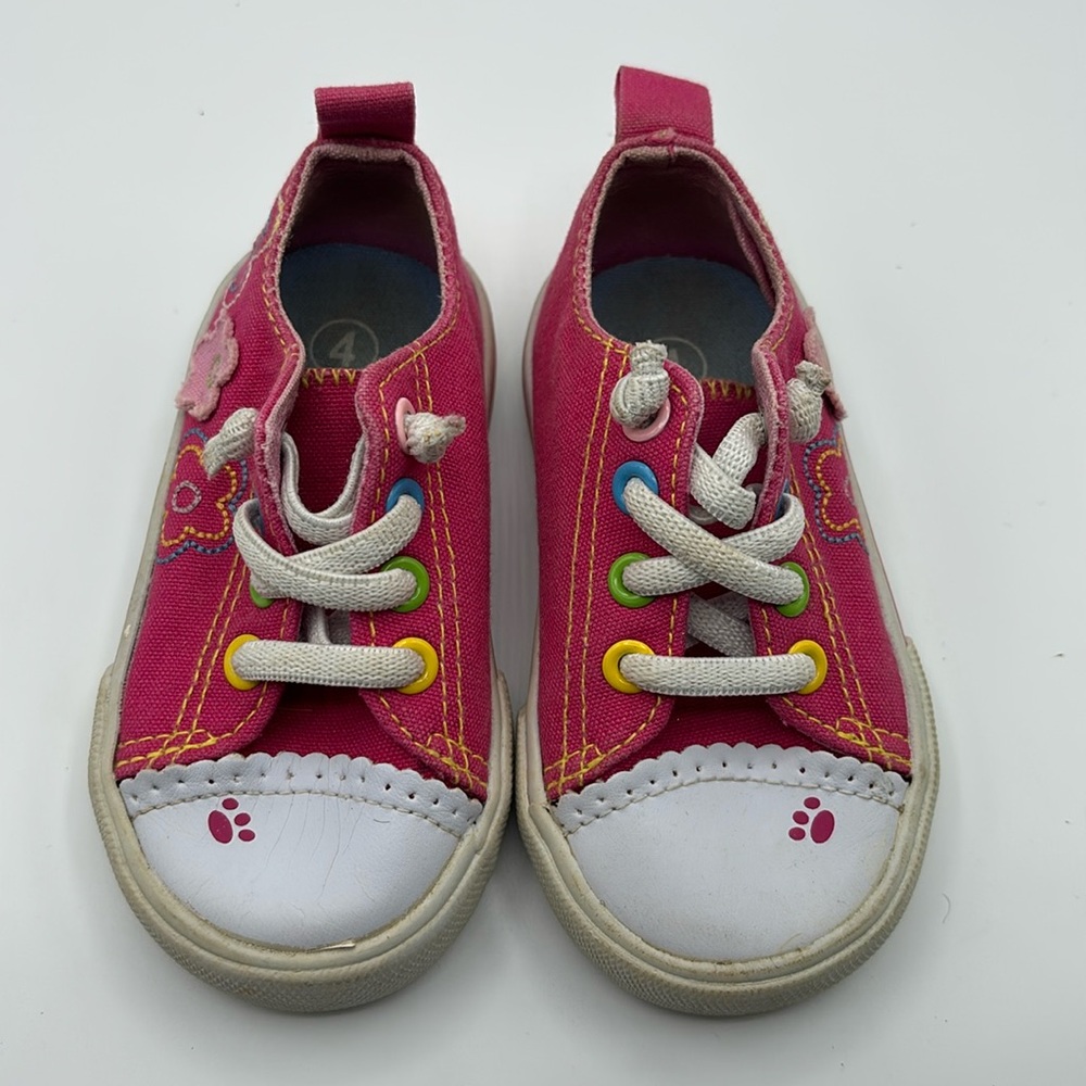 Garanimals‎ Toddler Girl's Hot Pink With Flowers Sneakers-Size 4